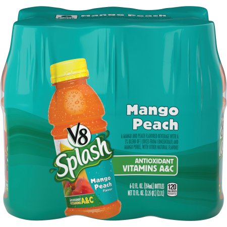 V8 Splash Fruit Juice, Mango Peach, 12 Fl Oz, 6 Count