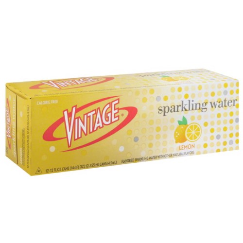 Vintage Lemon Sparkling Water, 12 Fl Oz, 12 Count, (Count of 2)
