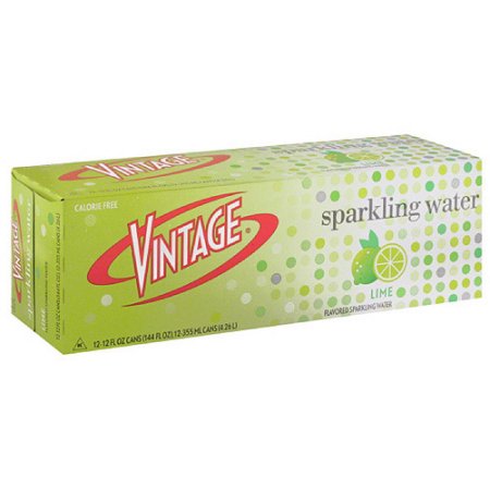 Vintage Lime Sparkling Water, 12 Count, 12 Fl Oz, (Pack of 2)