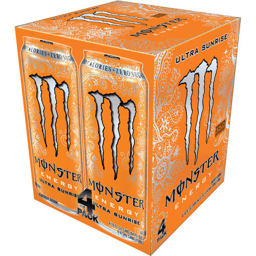 Monster Energy  Ultra Sunrise  Sugar Free Energy Drink  16 Fl Oz  4 Pack