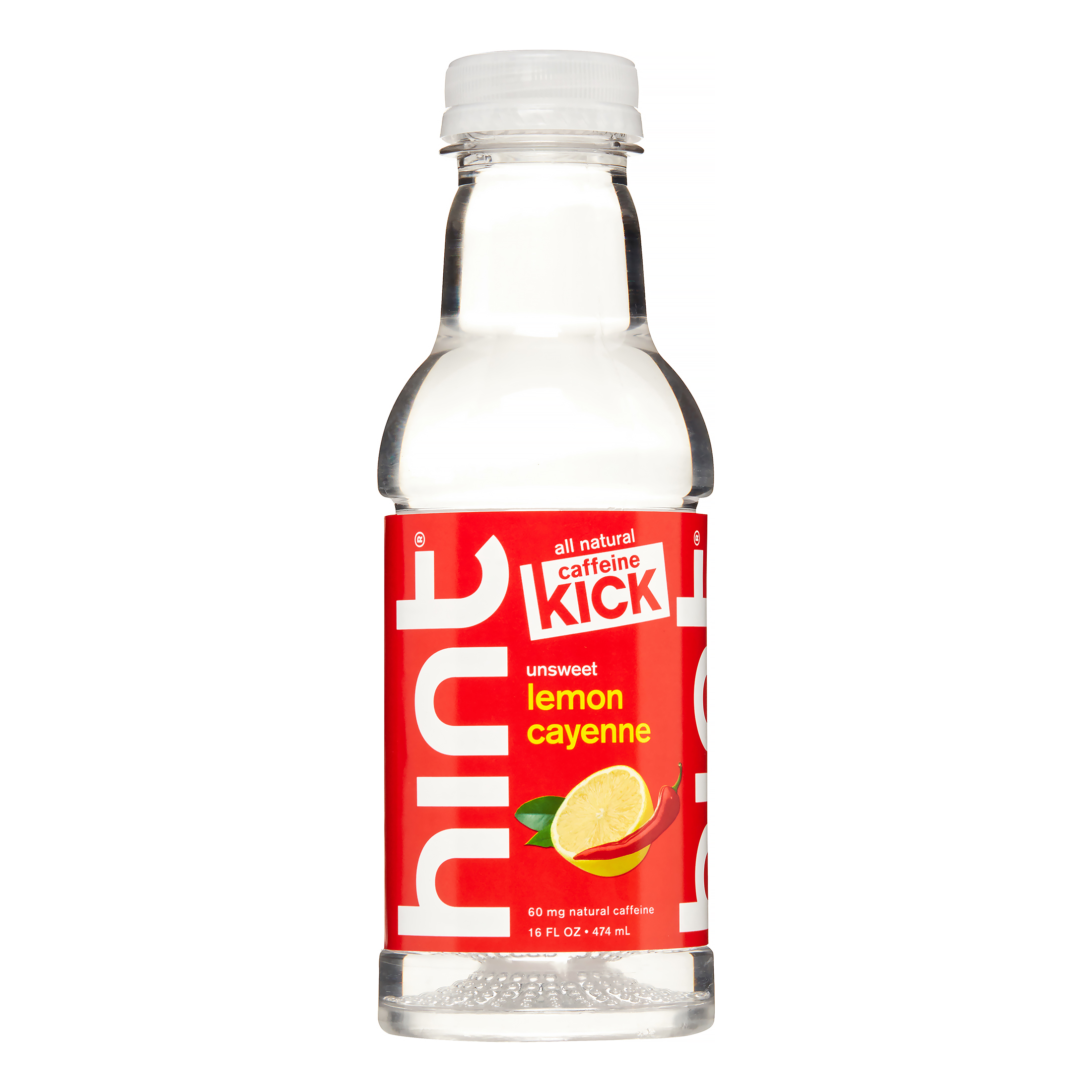 Hint Kick Caffeinated Water, Lemon Cayenne, 16 Fl Oz, 12 Ct