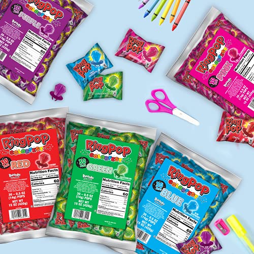Ring Pop Individually Wrapped Red Cherry Bulk Lollipop Easter Pack - 30 Count Cherry Flavored Lollipop Suckers - Fun Candy for Easter Decorations  Bas thumbnail