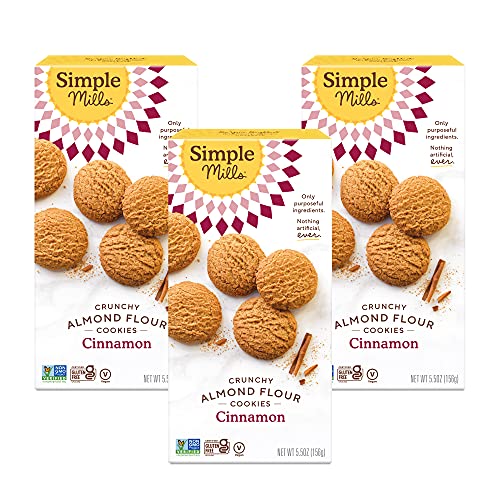 Simple Mills Almond Flour Cinnamon Cookies, Gluten Free and Delicious Crunchy Cookies, Organic Coconut Oil, Good for Snacks, Made with Whole Foods, 3