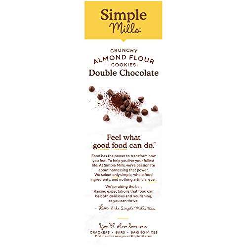 Simple Mills Almond Flour Double Chocolate Chip Cookies, Gluten Free and Delicious Crunchy Cookies, Organic Coconut Oil, Good for Snacks, Made with Wh thumbnail