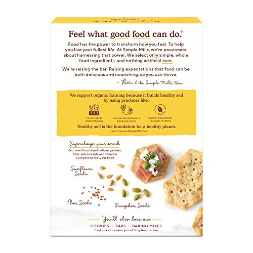 Simple Mills Organic Seed Crackers, Garlic & Herb, Gluten Free, Flax Seed, Sunflower Seeds, Corn Free, Low-Calorie Snacks, Plant Based, Nutrient Dense thumbnail