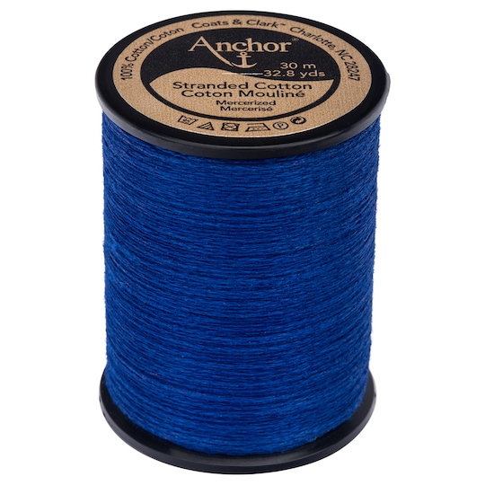 Anchor Spooled Cotton Floss 30 Meters in 0134 Cobalt Blue Very Dark by Yarnspirations