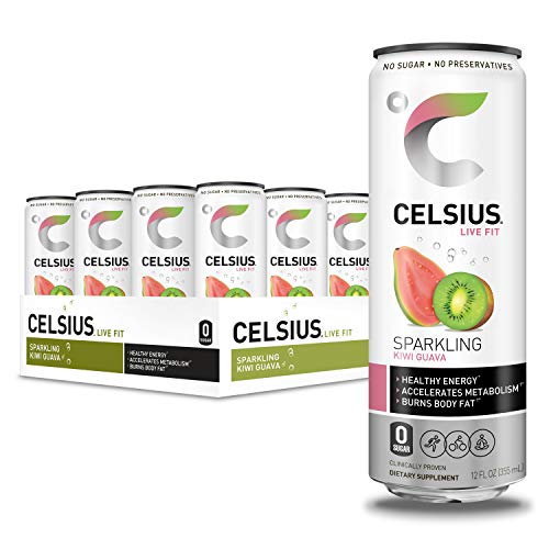 CELSIUS Sparkling Kiwi Guava Fitness Drink  Zero Sugar  12oz. Slim Can (Pack of 12)