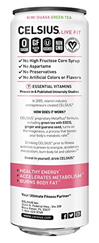 CELSIUS Sparkling Kiwi Guava Fitness Drink  Zero Sugar  12oz. Slim Can (Pack of 12) thumbnail
