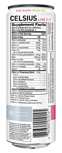 CELSIUS Sparkling Kiwi Guava Fitness Drink  Zero Sugar  12oz. Slim Can (Pack of 12) thumbnail