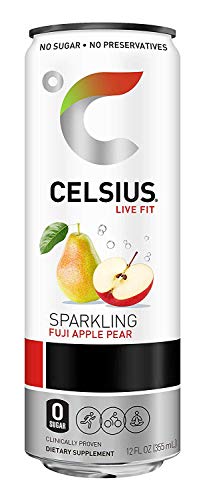 CELSIUS Sparkling Fuji Apple Pear Fitness Drink  Zero Sugar  12oz. Slim Can (Pack of 12) thumbnail