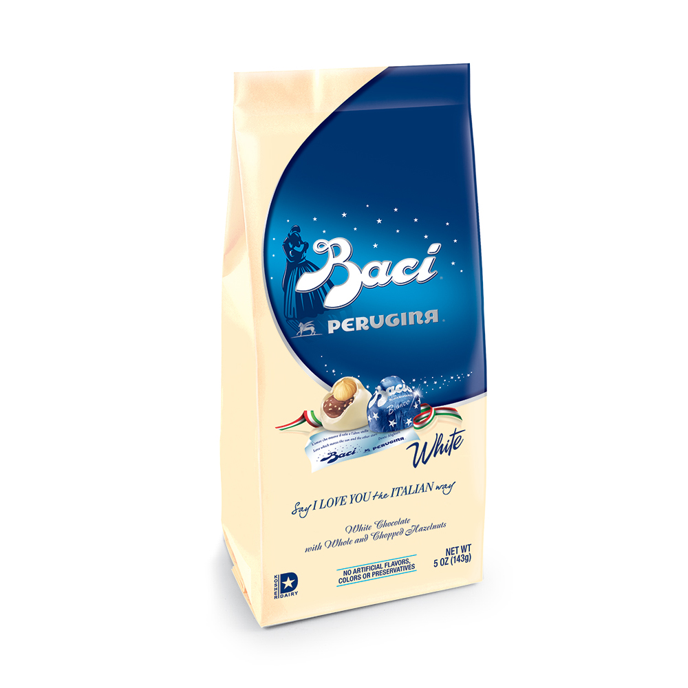 PERUGINA, BACI, WHITE CHOCOLATE WITH WHOLE AND CHOPPED HAZELNUTS