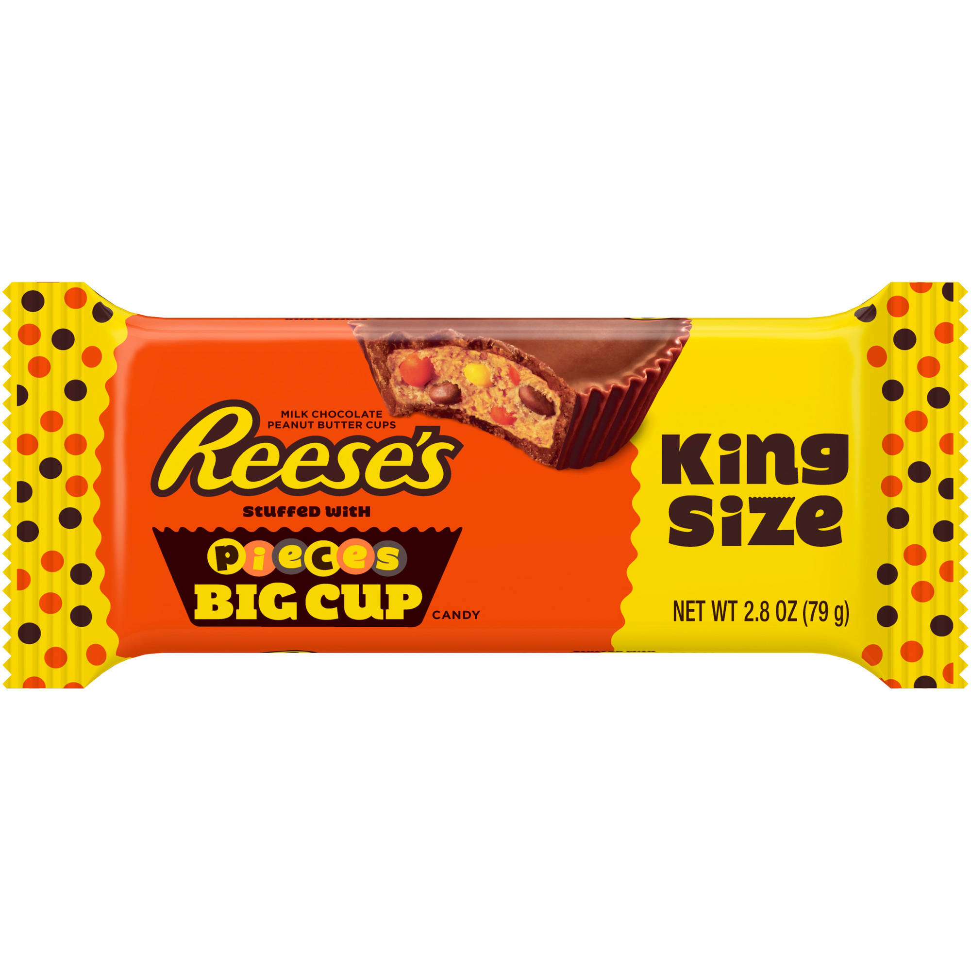 Reese S Big Cup Stuffed with REESE S PIECES Milk Chocolate King Size Peanut Butter Cups Candy  Packs 2.8 Oz  16 Count