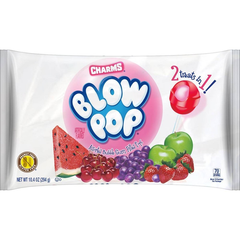(2 Pack) Charms Blow Pop Assortment Bubble Gum Filled Pops Candy, 10.4 Oz