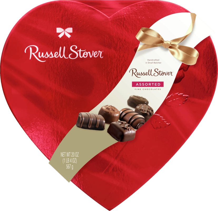 Russell Stover Assorted Chocolates in Red Foil Heart