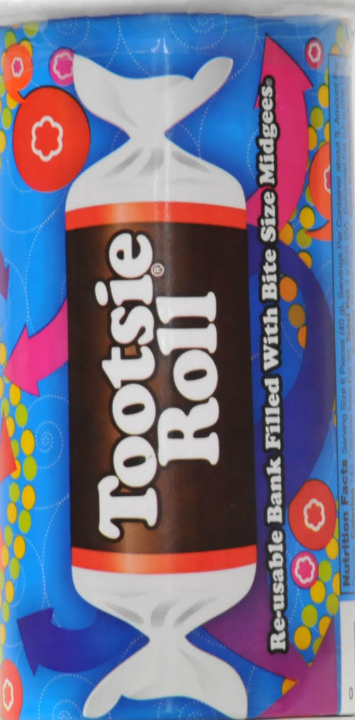 Tootsie Roll Reusable Bank Filled with Bite Size Midgees  4 Oz.