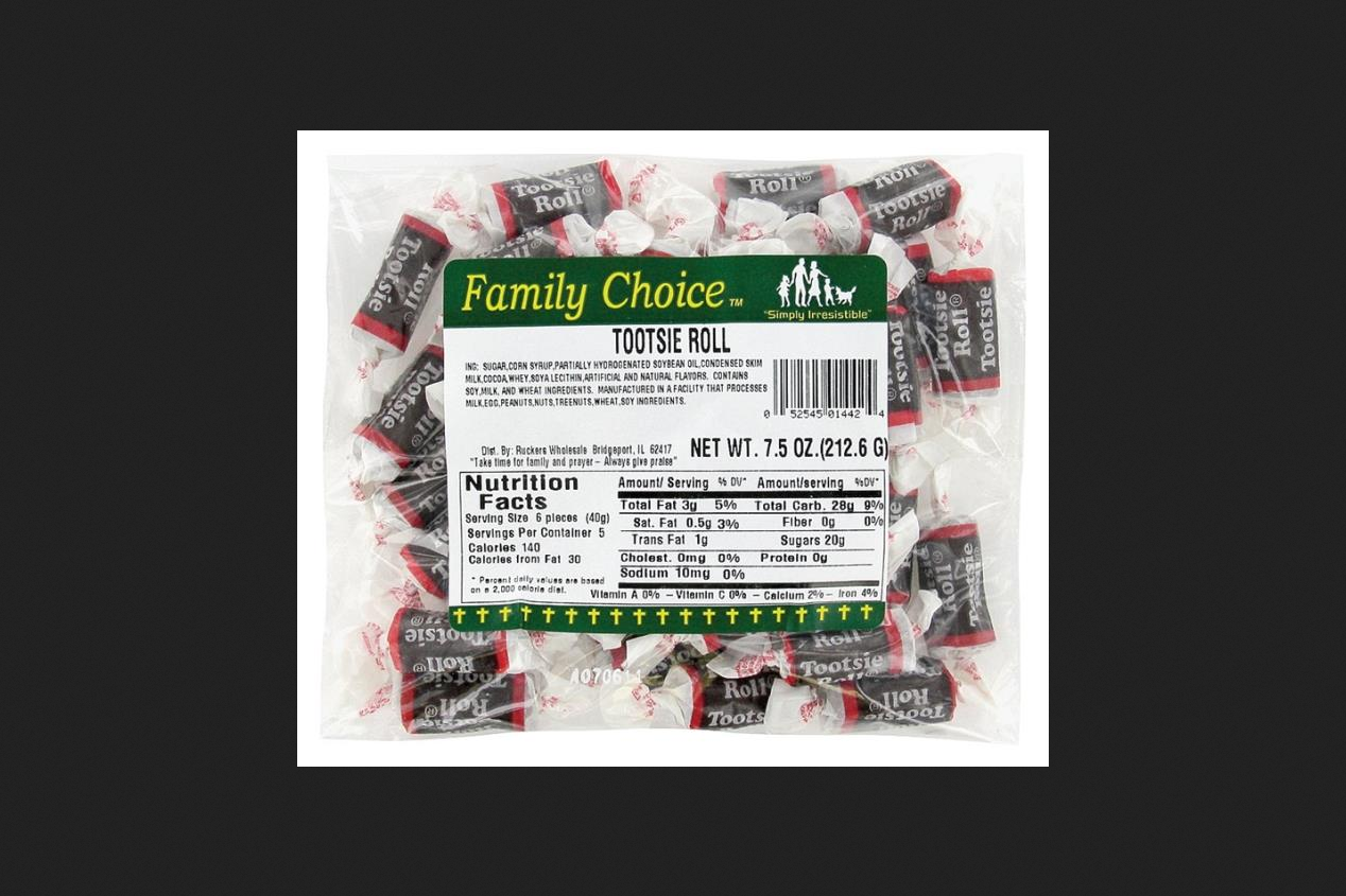 12/Pack Rucker S Candy 1442 7.5 Oz Tootsie Rolls 12 Pack