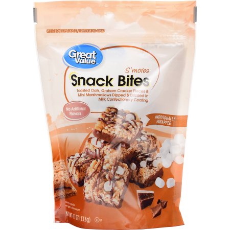 S'MORES TOASTED OATS, GRAHAM CRACKER PIECES & MINI MARSHMALLOWS DIPPED & DRIZZLED IN MILK CONFECTIONERY COATING SNACK BITES, S'MORES