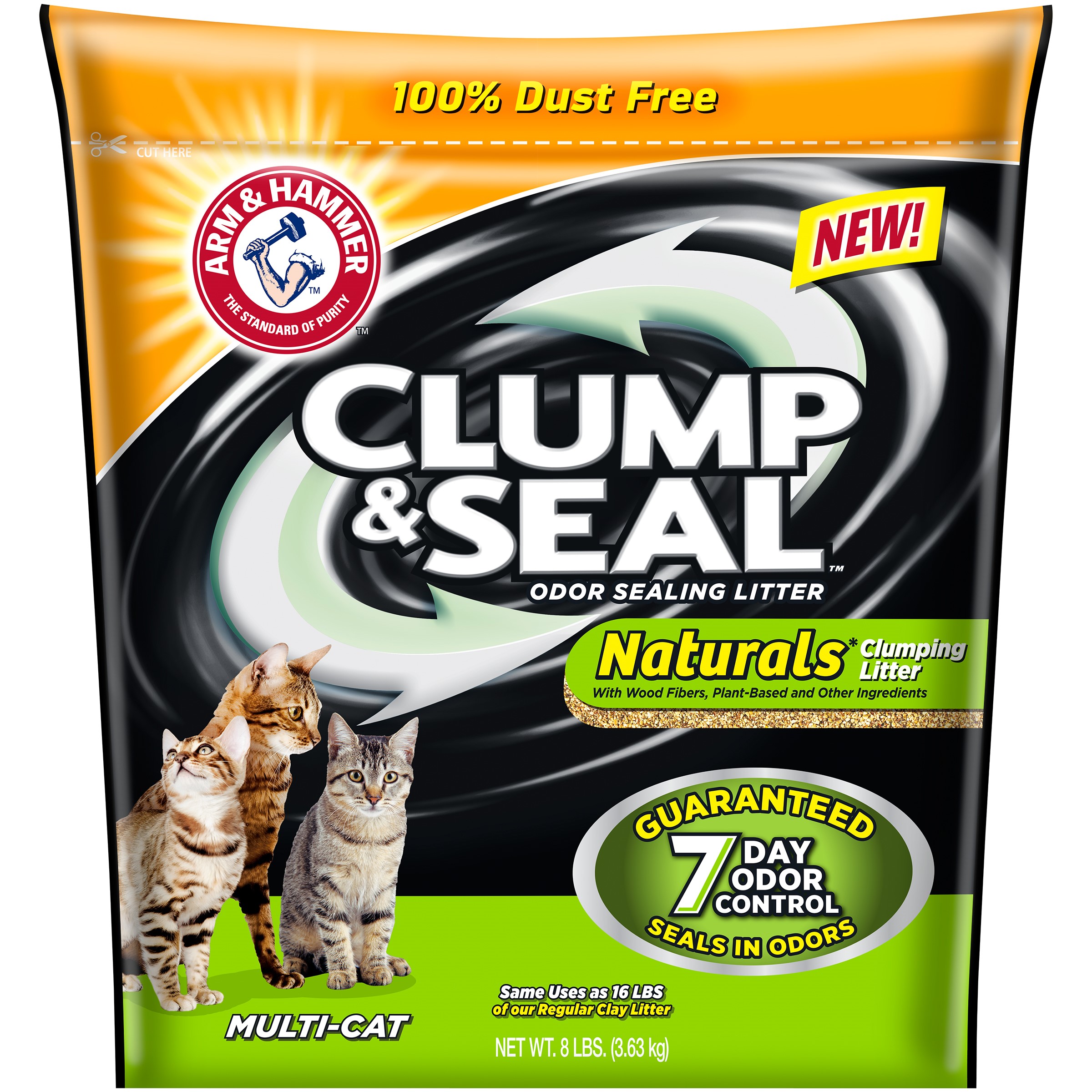 Arm & Hammer Clump & Seal Naturals Clumping Cat Litter, 8-lb