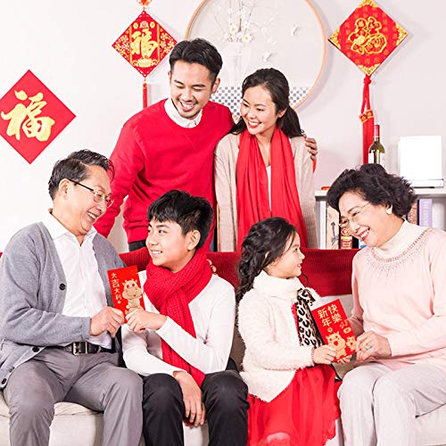 36PCS Chinese Red Envelopes,2021 Chinese New Year of the Ox Hong Bao,Cartoon Lucky Money Packets with 6 Different Golden Embossed Patterns for Spring thumbnail