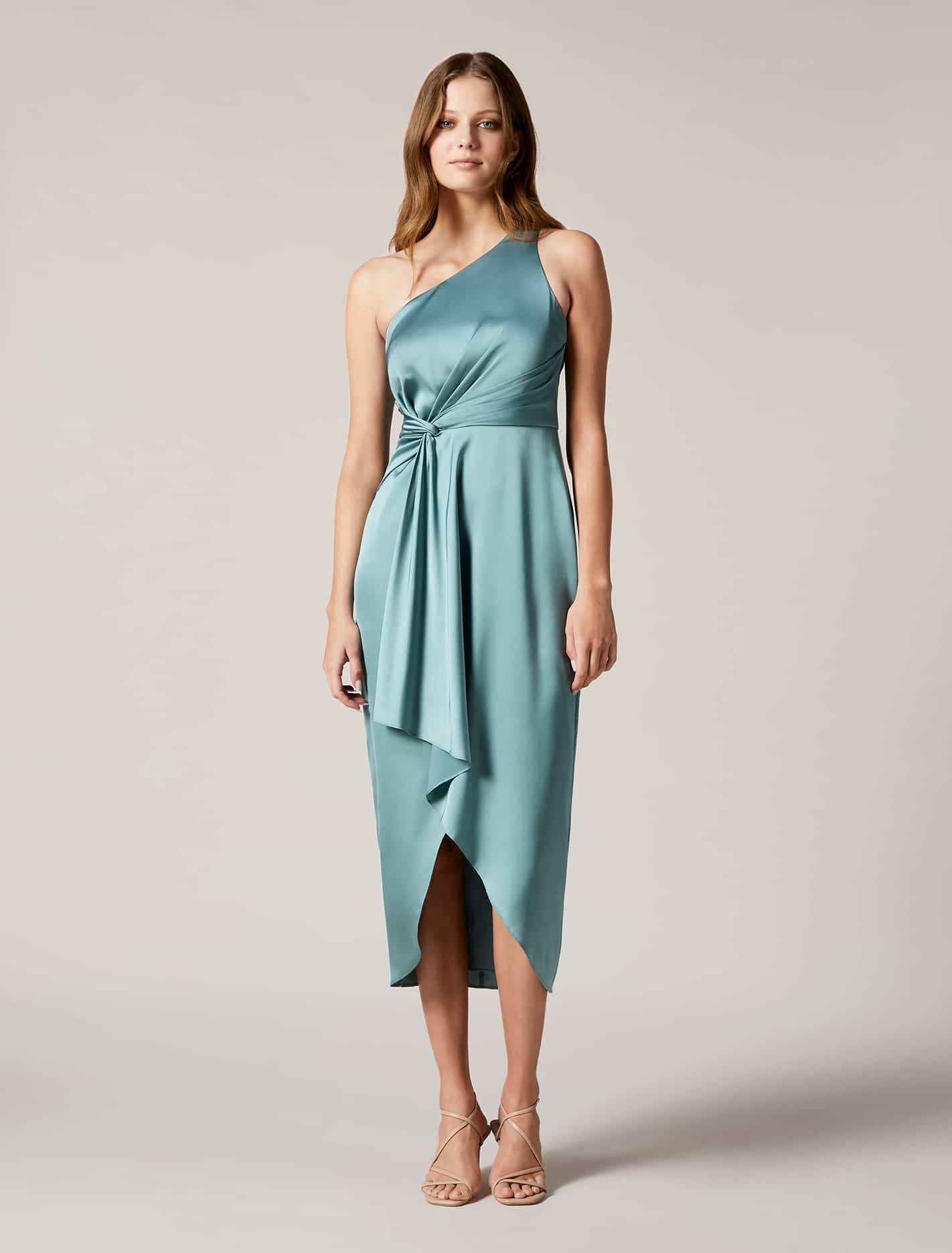 Haidee One-Shoulder MIDI Dress - Ocean Spray - 14