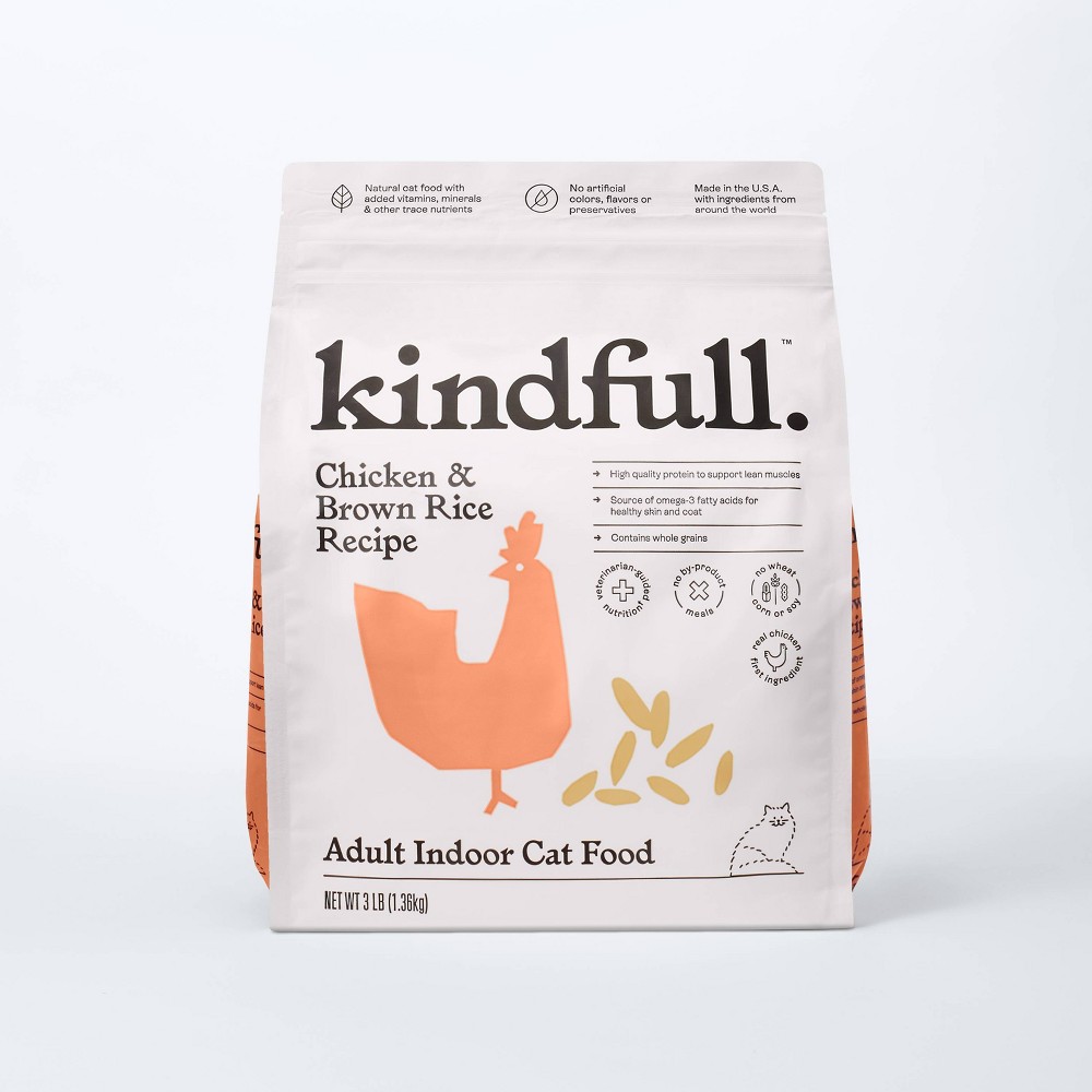 Chicken and Brown Rice Recipe Adult Indoor Dry Cat Food - Kindfull™ 3lbs