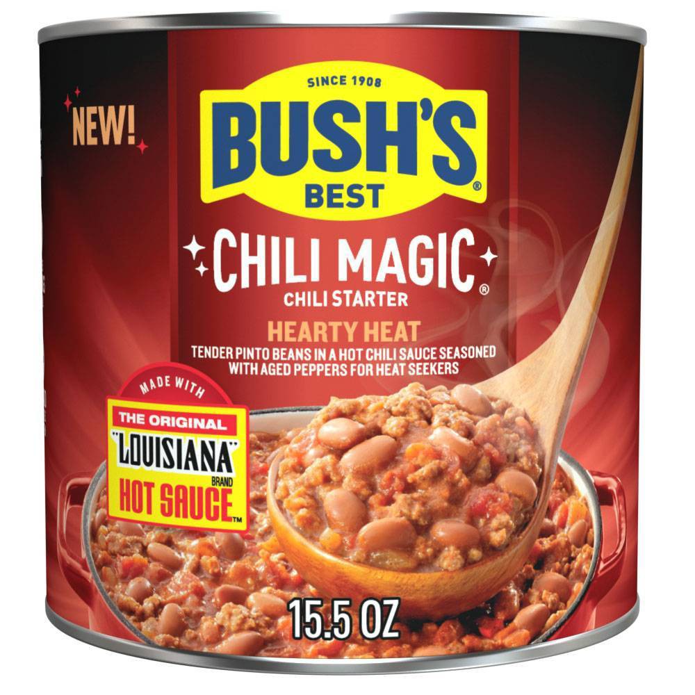 Bush S Chili Magic Beans  Hearty Heat Pinto Beans in Hot Chili Sauce  15.5 Oz Can