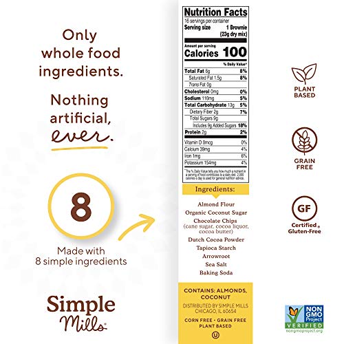 Simple Mills Almond Flour Baking Mix, Gluten Free Brownie Mix, Easy to Make in Brownie Pan, Chocolate Flavor, Made with Whole Foods, 3 Count (Packagin thumbnail