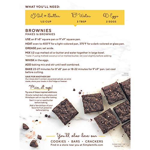 Simple Mills Almond Flour Baking Mix, Gluten Free Brownie Mix, Easy to Make in Brownie Pan, Chocolate Flavor, Made with Whole Foods, 3 Count (Packagin thumbnail