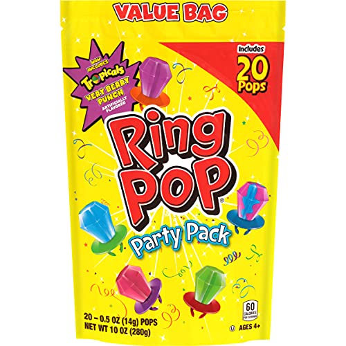 Ring Pop Individually Wrapped Bulk Variety Party Lollipop Suckers with Assorted Flavors Fun Candy for Birthdays & Celebrations, Original, Mixed Fruit,
