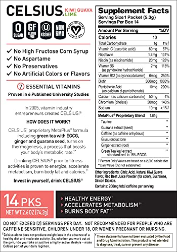 CELSIUS on the Go Powder Sticks Kiwi Guava Lime Essential Energy - 14pk Sticks thumbnail