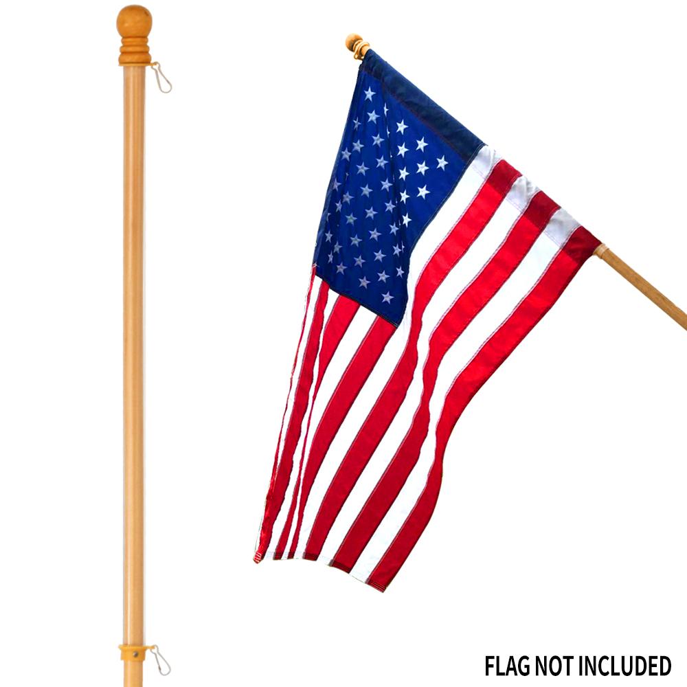 Photo 1 of 56 in. Pine Wooden House Flagpole - for Sleeve House Flags (28" X 40")