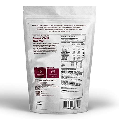 Amazin' Graze Sweet Chili Nut Mix 3.5oz – Sweet Sour Mixed Nuts Tropical Snacks with Peanuts, Cashews, Pumpkin Seeds - 100% Natural & Source of Prot thumbnail