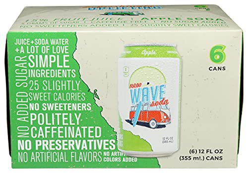 New Wave Soda, Soda Apple Caffeine Free, 12 Fl Oz, 6 Pack