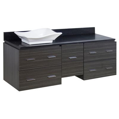 60-in. W Wall Mount Dawn Grey Vanity Set for Wall Mount Drilling Black Galaxy Top - American Imanginations AI-1455