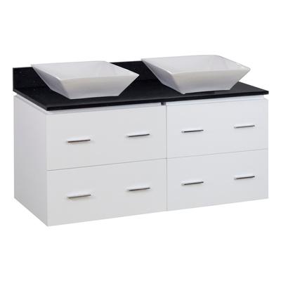 48-in. W Wall Mount White Vanity Set for Wall Mount Drilling Black Galaxy Top - American Imanginations AI-1507