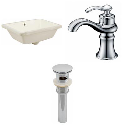 18.25-in. W CUPC Rectangle Undermount Sink Set in Biscuit - Chrome Hardware - Overflow Drain Incl. - American Imanginations AI-12989