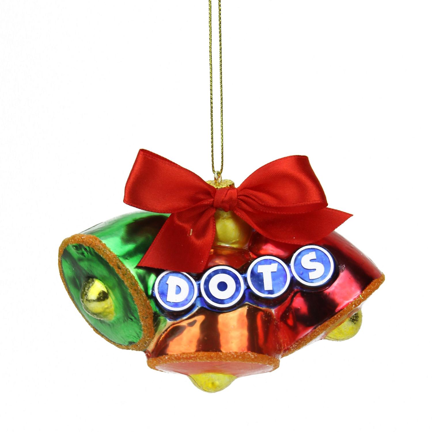 3  Candy Lane Tootsie Roll Dots Original Gumdrop Candies Triple Bell Glass Christmas Ornament