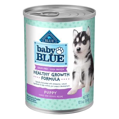 Blue Buffalo Baby BLUE Healthy Growth Formula with DHA, Turkey & Vegetable Recipe Natural Wet Food for Puppies, 12.5 Oz