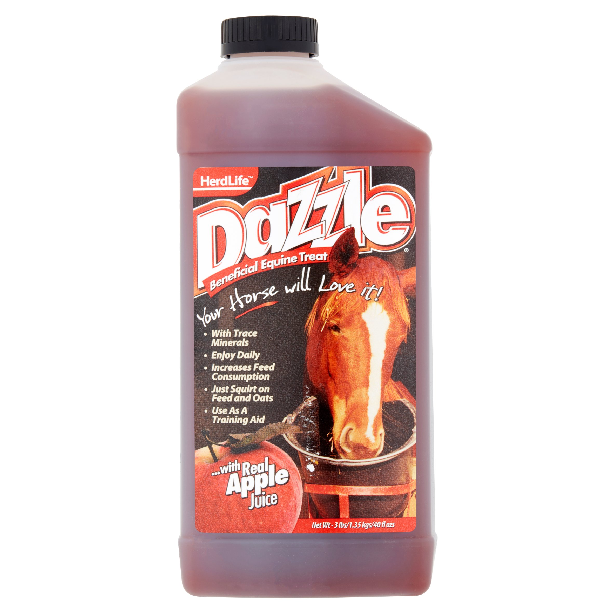 HerdLife Dazzle Beneficial Equine Treat with Real Apple Juice, 40 Fl Oz