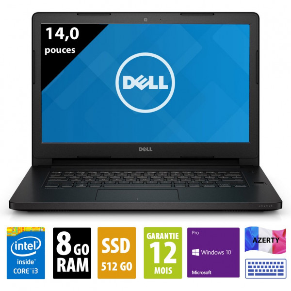 Dell Latitude 3460 - 14 Pouces - Core I3-5005U@2.00GHz - 8Go RAM - 512Go SSD - WXGA (1366x768) - Windows 10 Pro