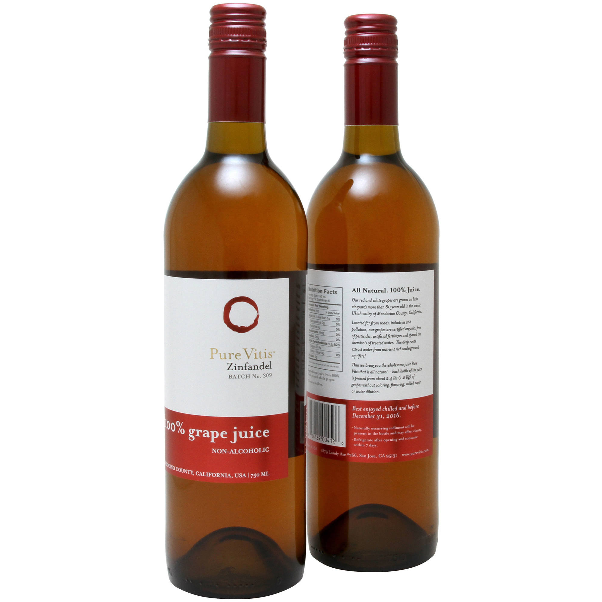 Pure Vitis Zinfandel 100% Grape Juice, 750mL, (Pack of 2)