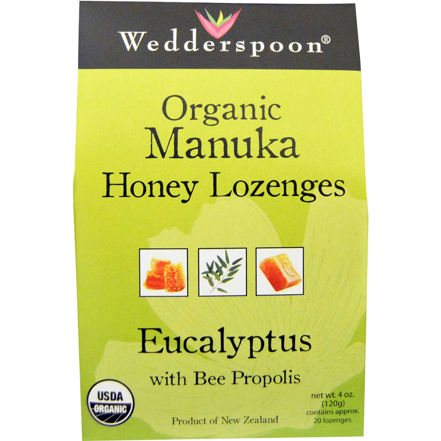 Wedderspoon Manuka Honey LOuncesenges with Eucalyptus and Bee Propolis, 4 OZ