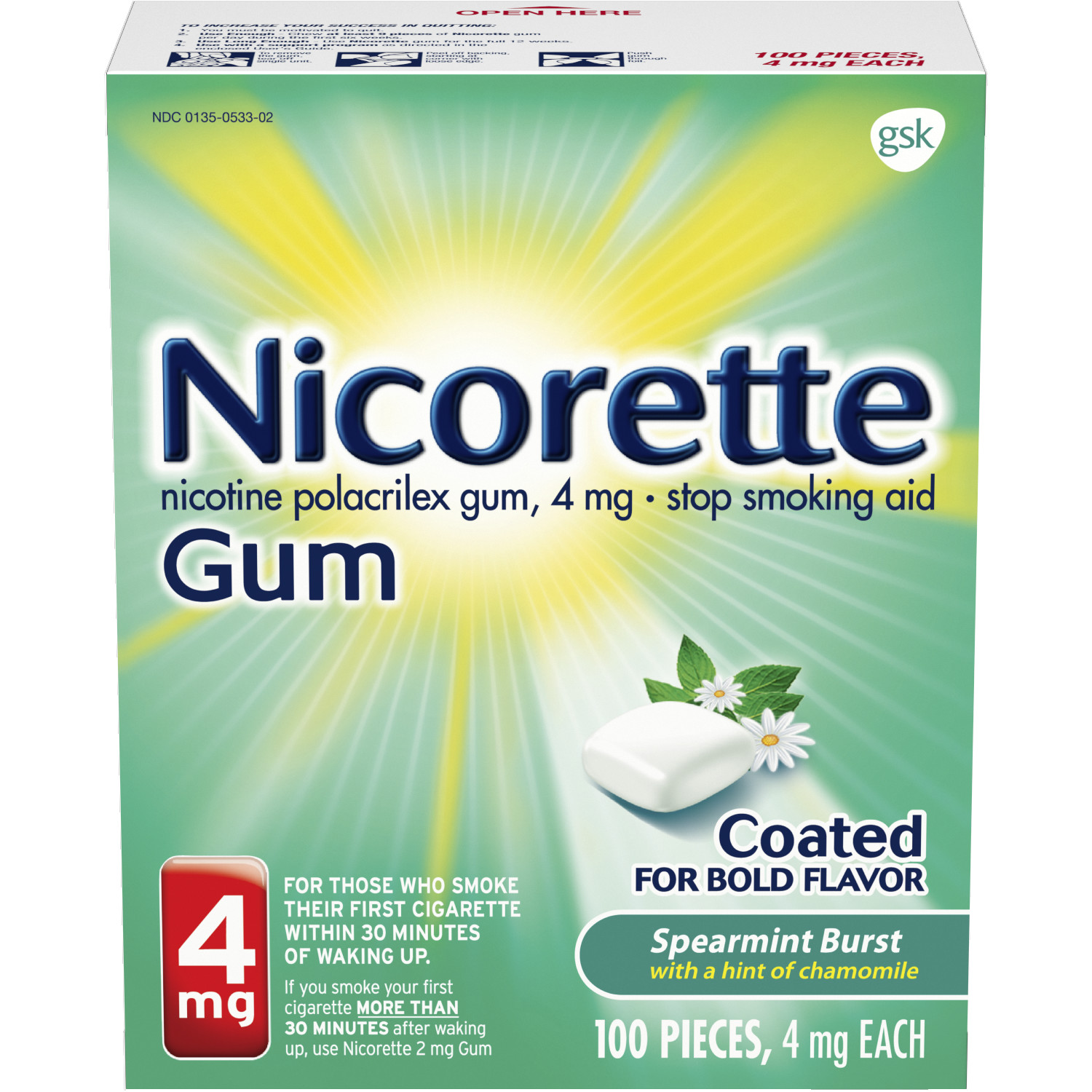 Nicorette - 4 Mg Nicotine Gum - Speramint 100 Count