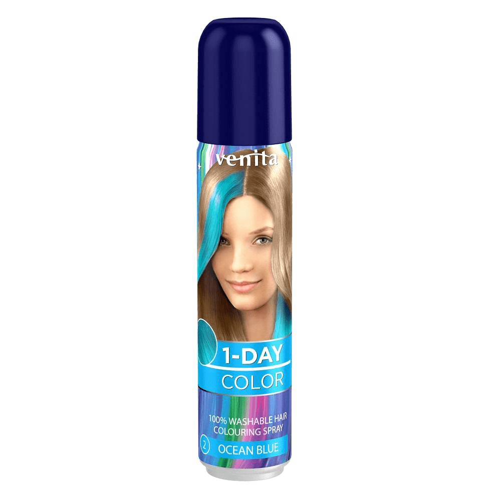 Venita 1-Day Color Colour Spray for Hair Shade No. 2 - Ocean Blue 50 Ml