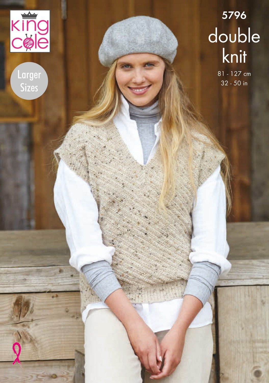 King Cole 5796 DK Knitting Pattern Ladies Round or V Neck Tank Top