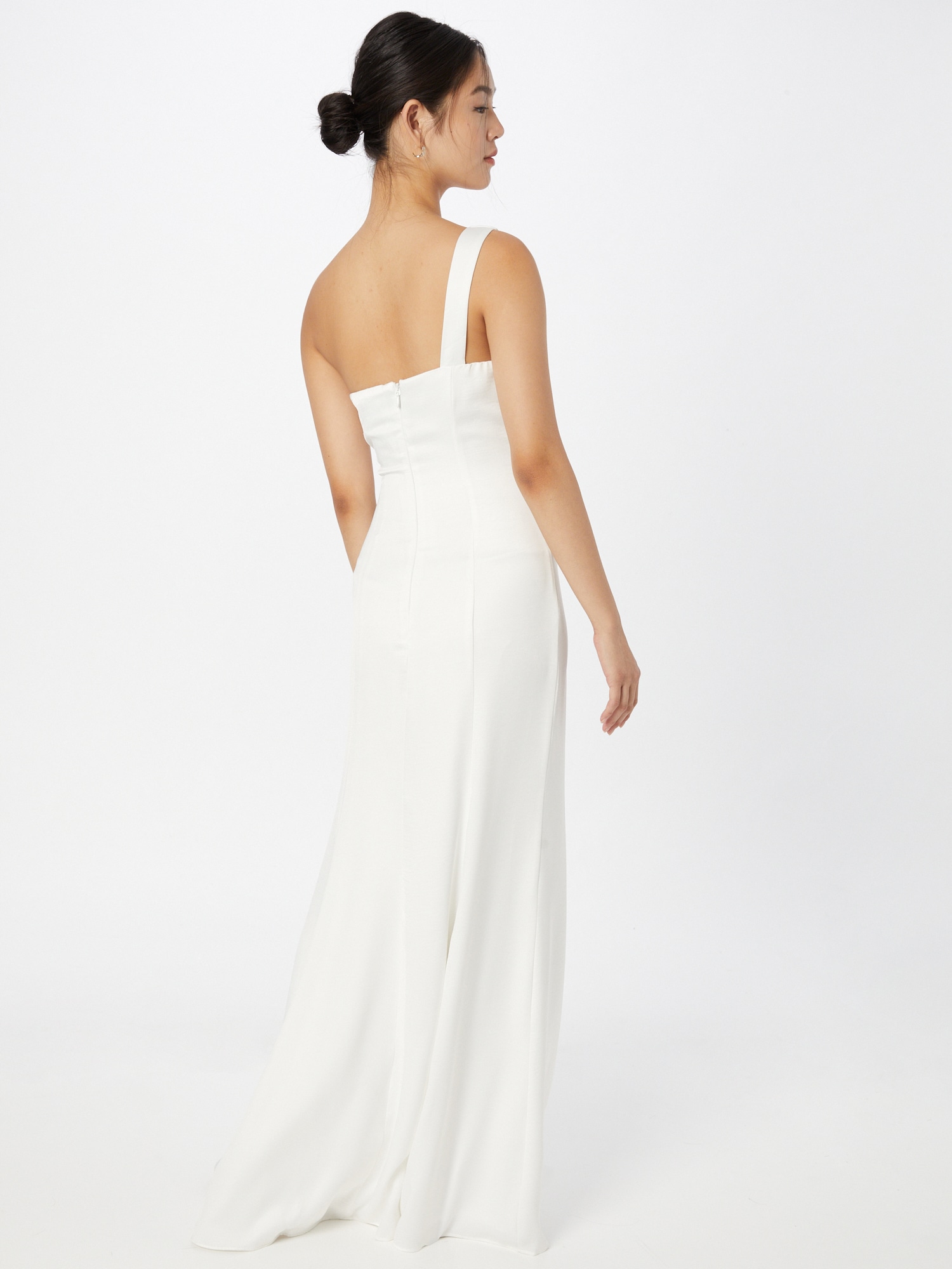Chi Chi One Shoulder Satin Finish Maxi Dress in White, Size 16 thumbnail