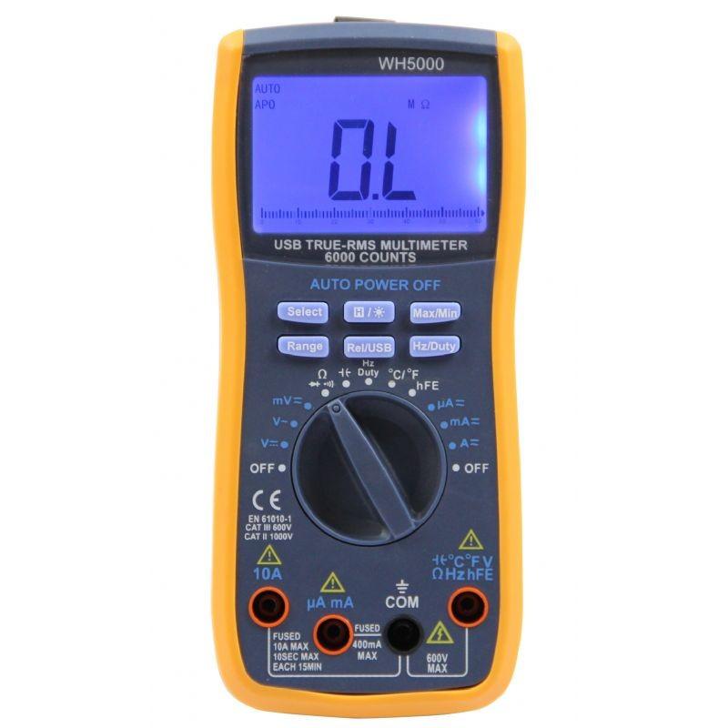 WH5000 Digital Multimeter 5999 Counts with USB Interface Auto Range with Backlight Magnet Hang AC DC Ammeter Voltmeter O