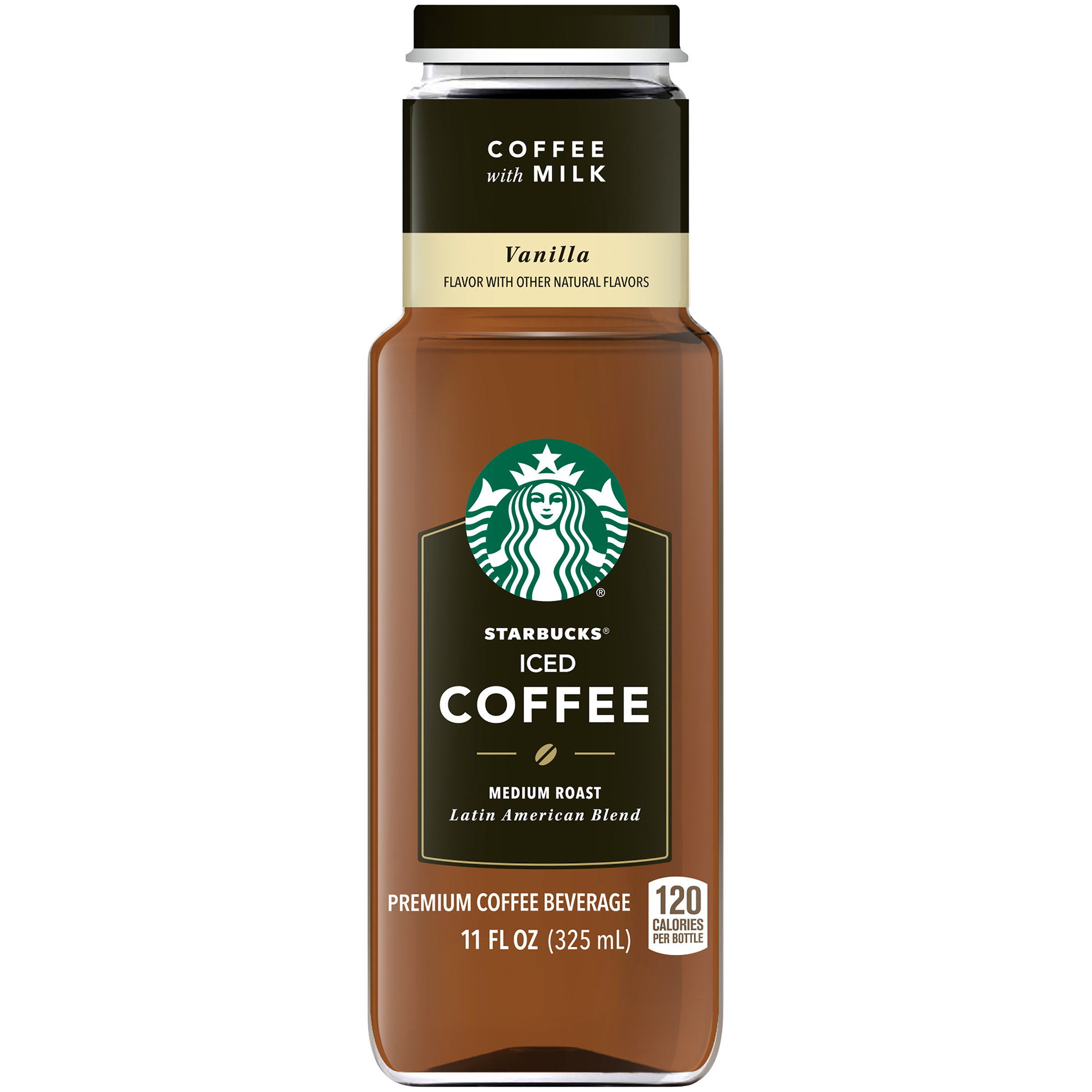 Starbucks Vanilla Medium Roast Latin American Blend Iced Coffee WMilk 11 Fluid Ounce Glass Bottle