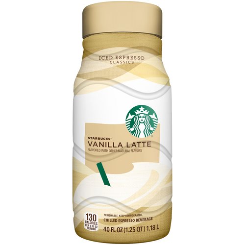 Starbucks Iced Espresso Vanilla Latte Iced Coffee Drink  40 Oz Bottle