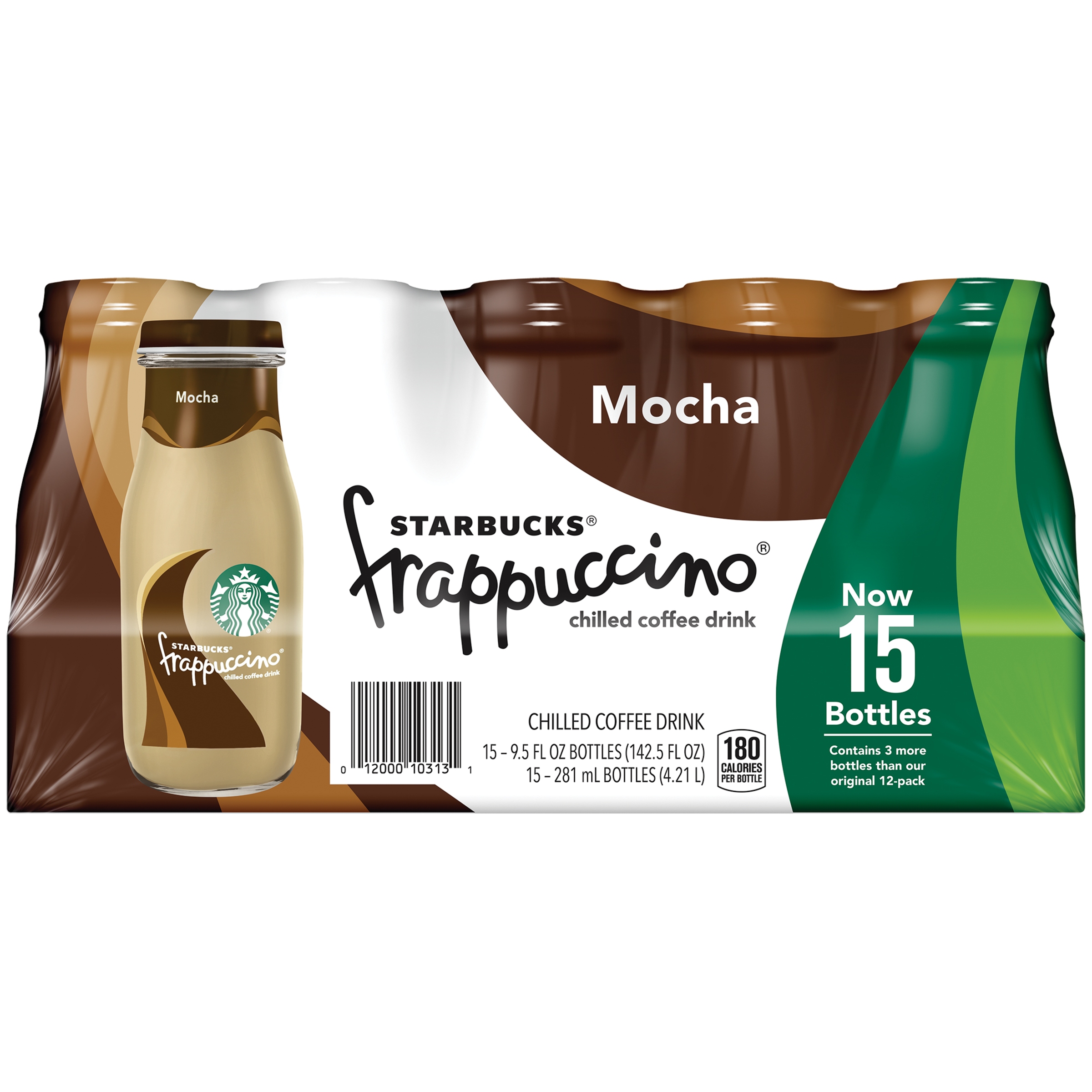 Starbucks Coffee Drinks, Mocha Frappuccino, 9.5 Oz, Case of 15 Bottles